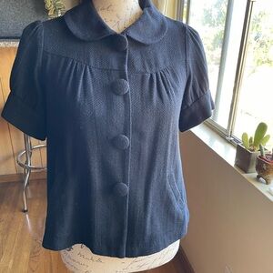 Dark blue button crop shirt/jacket